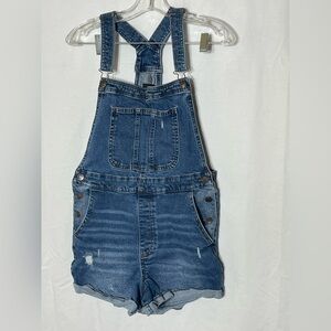 Denim Jean Shortalls Overall junior 11  Distressed relaxed fit